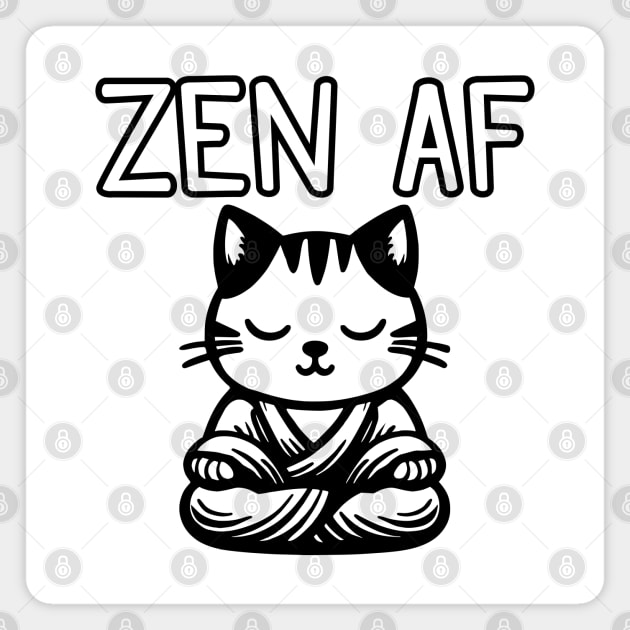 Cute Zen AF Meditating Cartoon Monk Cat Magnet by Elvdant